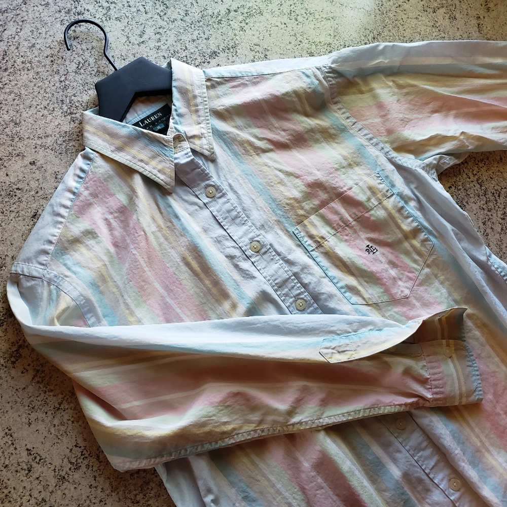 Lauren Ralph Lauren Rainbow Stripe Dress Shirt